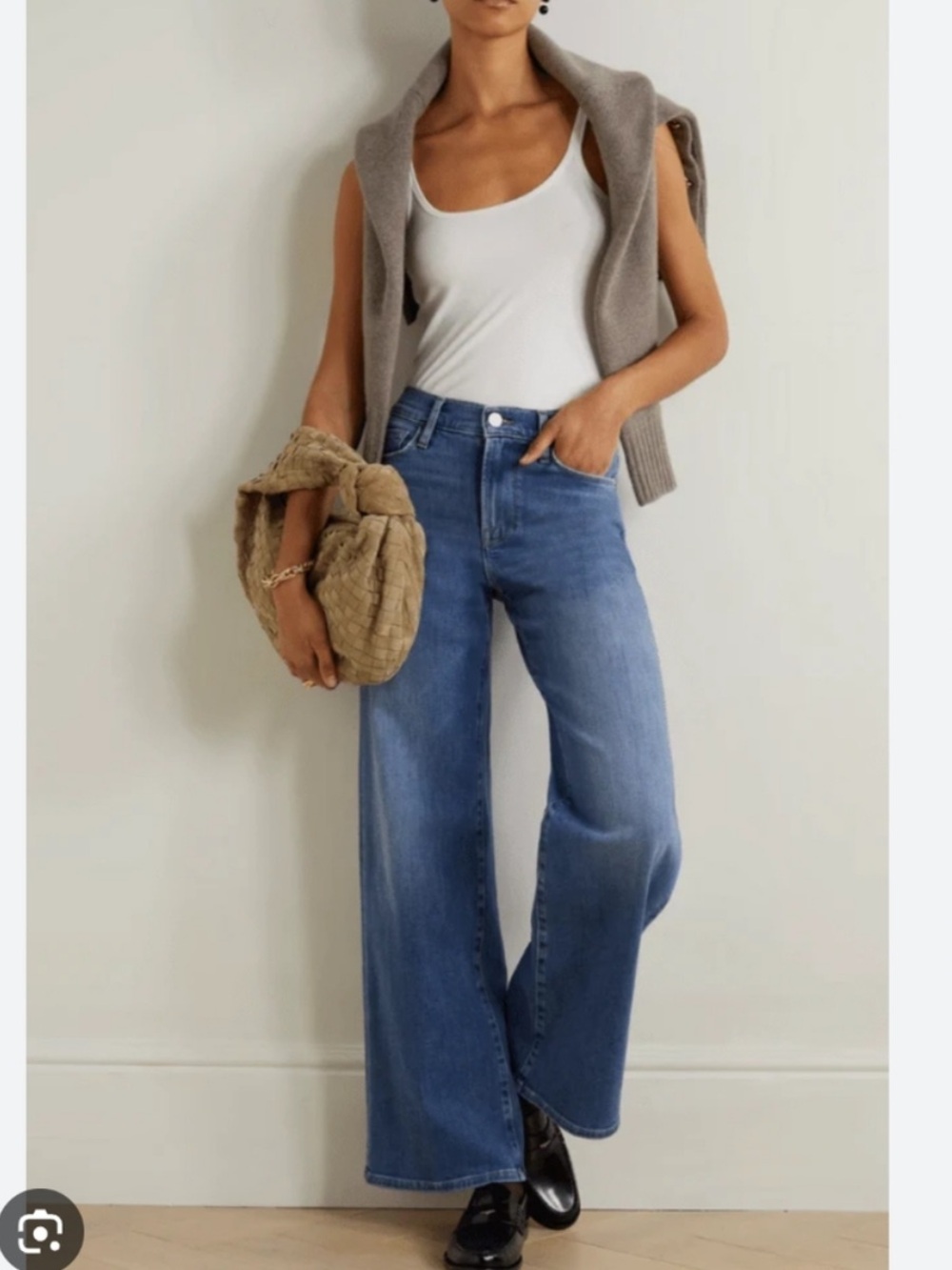 Frame Jeans Le Slim Palazzo Wide Leg in Drizzle Blue